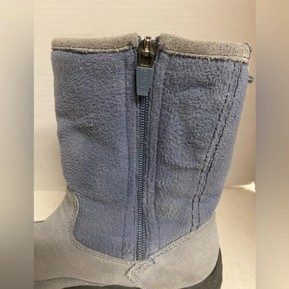 L.L. Bean Women's Steele Blue Suede and Fleece Winter Boots 7